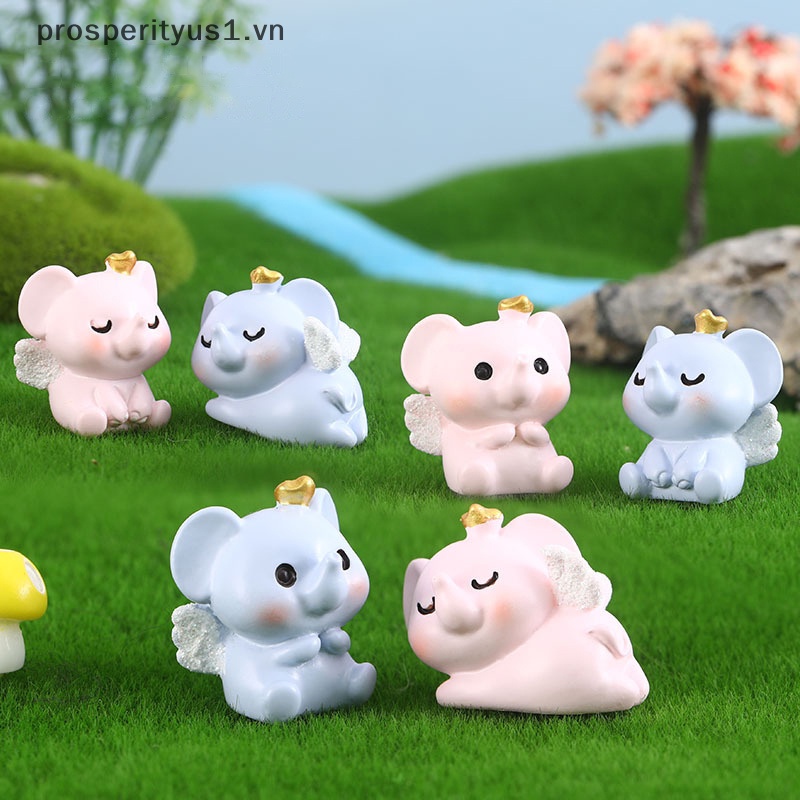 1 Chú Voi Hồng Xanh Dương Đáng Yêu Trang Trí Tiểu Cảnh 1 Cái