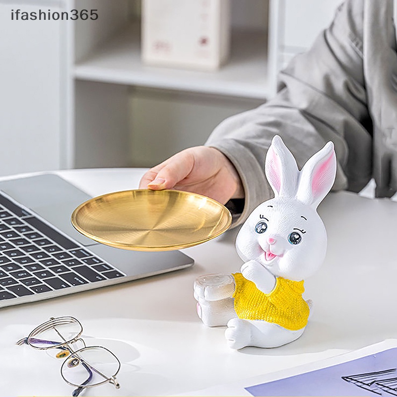 Khay Đựng Chìa Khóa / Tượng Thỏ Điêu Khắc Thủ Công Để Bàn Trang Trí Phòng Khách / Nhà Cửa ifashion365
