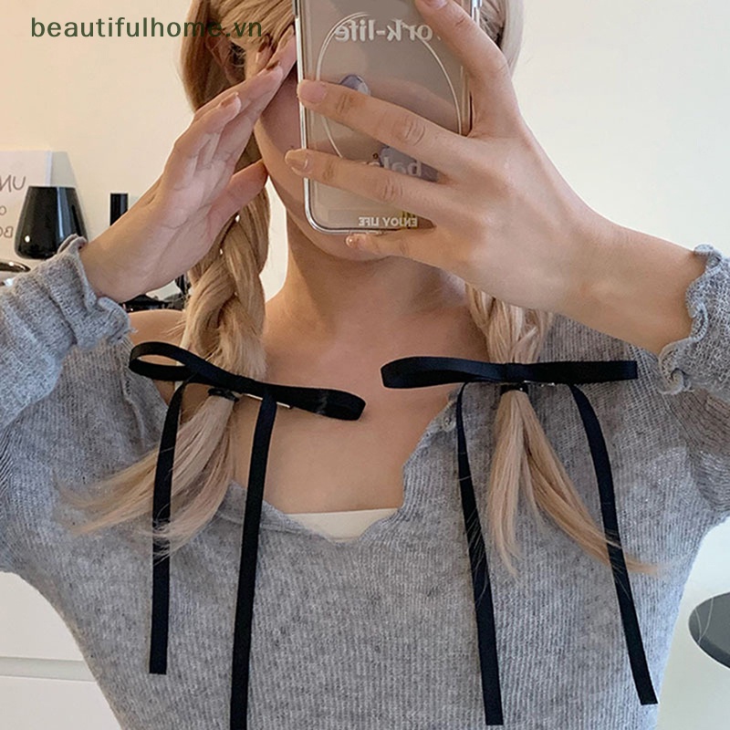 Kẹp Tóc Nơ Ruy Băng Dài Cỡ Lớn Bằng Nhung Cổ Điển [Beautyhome]