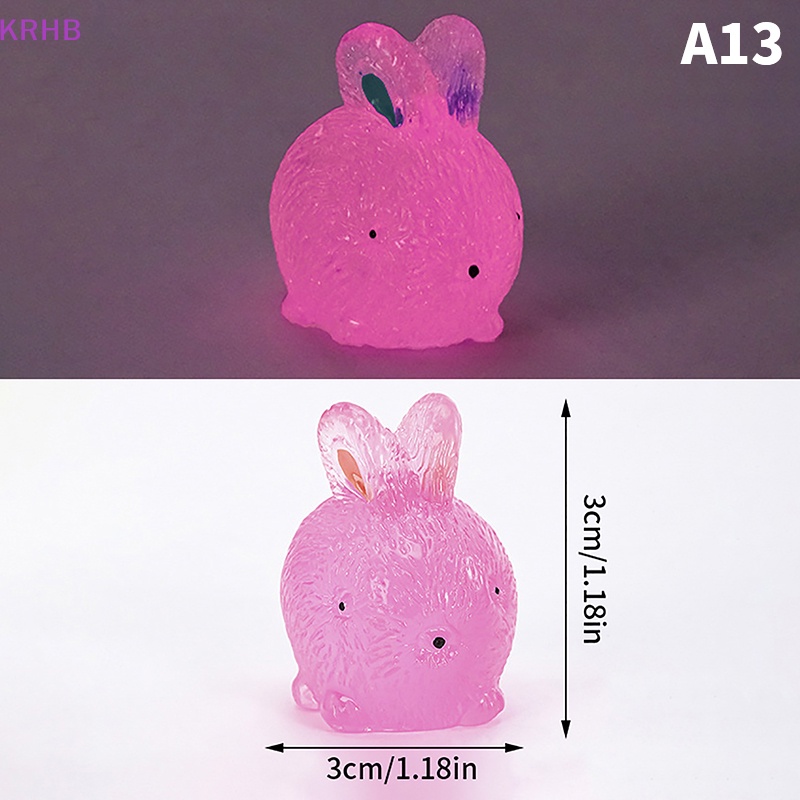 Set 2 Đồ trang trí Thỏ Mini Bằng Resin Màu Dạ Quang Trang Trí Tiểu Cảnh Mới