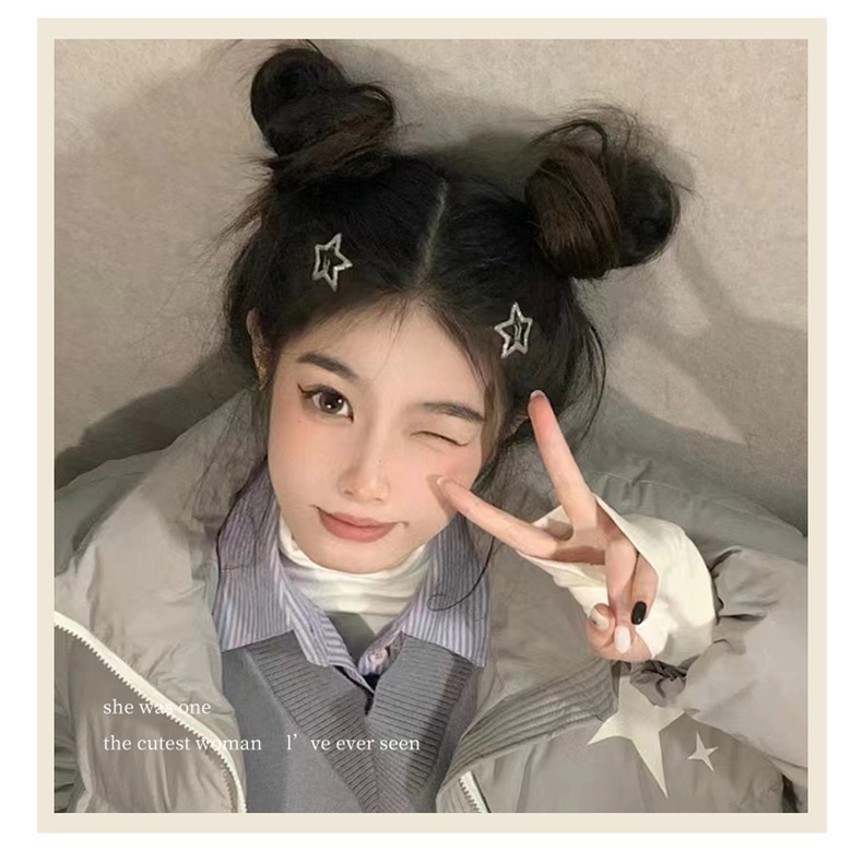 Bộ 6 Kẹp Tóc Hình Ngôi Sao Năm Cánh Phong Cách Mới Y2k