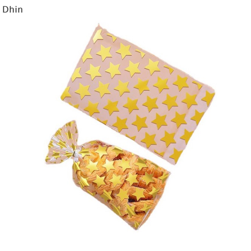 [Dhin] 100 Túi Đựng Bánh Kẹo Sinh Nhật 8X10 + 3cm Hình Ngôi Sao Trong Suốt Tự Dính DIY