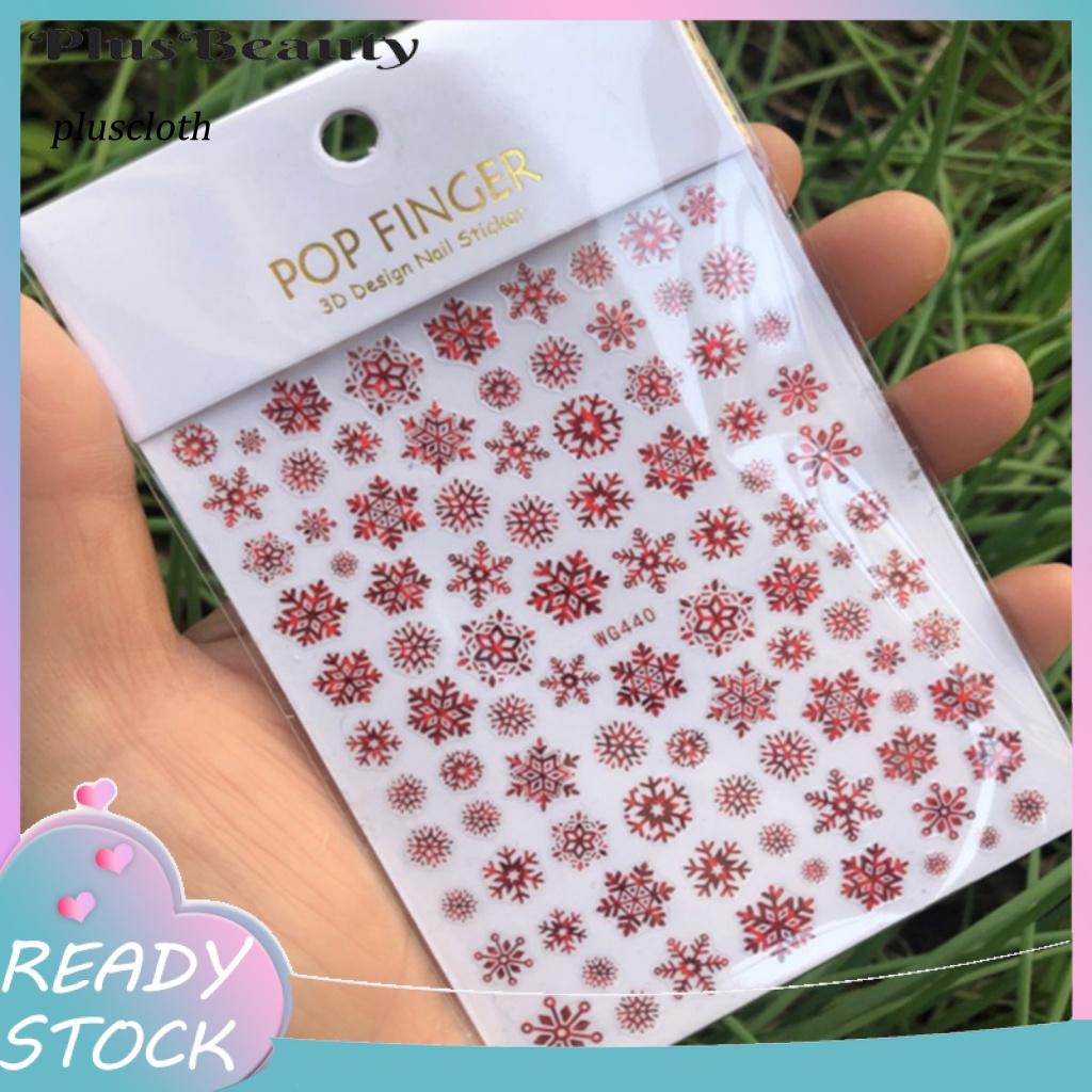 1 Tấm Sticker Phát Quang Họa Tiết Bông Tuyết 3D Dán Móng Nghệ Thuật