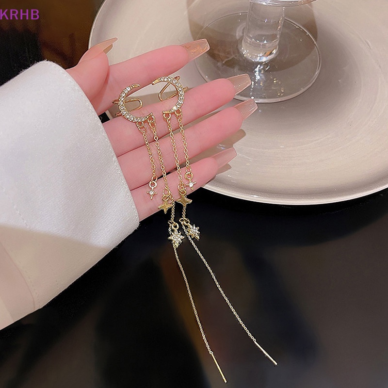 Khuyên Tai Dạng Mắc Xích Trang Trí Ngôi Sao Mặt Trăng Phong Cách Hàn Quốc Thời Trang Cho Nữ Mới