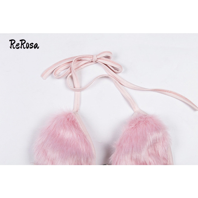 Rerosa Áo Hai Dây Vải Nhung Màu Trơn Cho Nữ