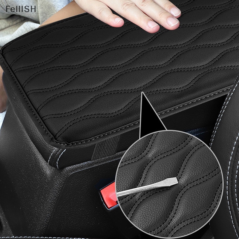 Đệm Da PU Lót Hộp Tỳ Tay Xe Hơi Thêu Họa Tiết Sóng Biển Thông Dụng Hỗ Trợ Tay Vịn 439br