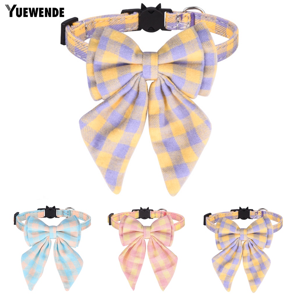 Vòng Cổ Thắt Nơ Họa Tiết Sọc Caro Xinh Xắn Cho Thú Cưng