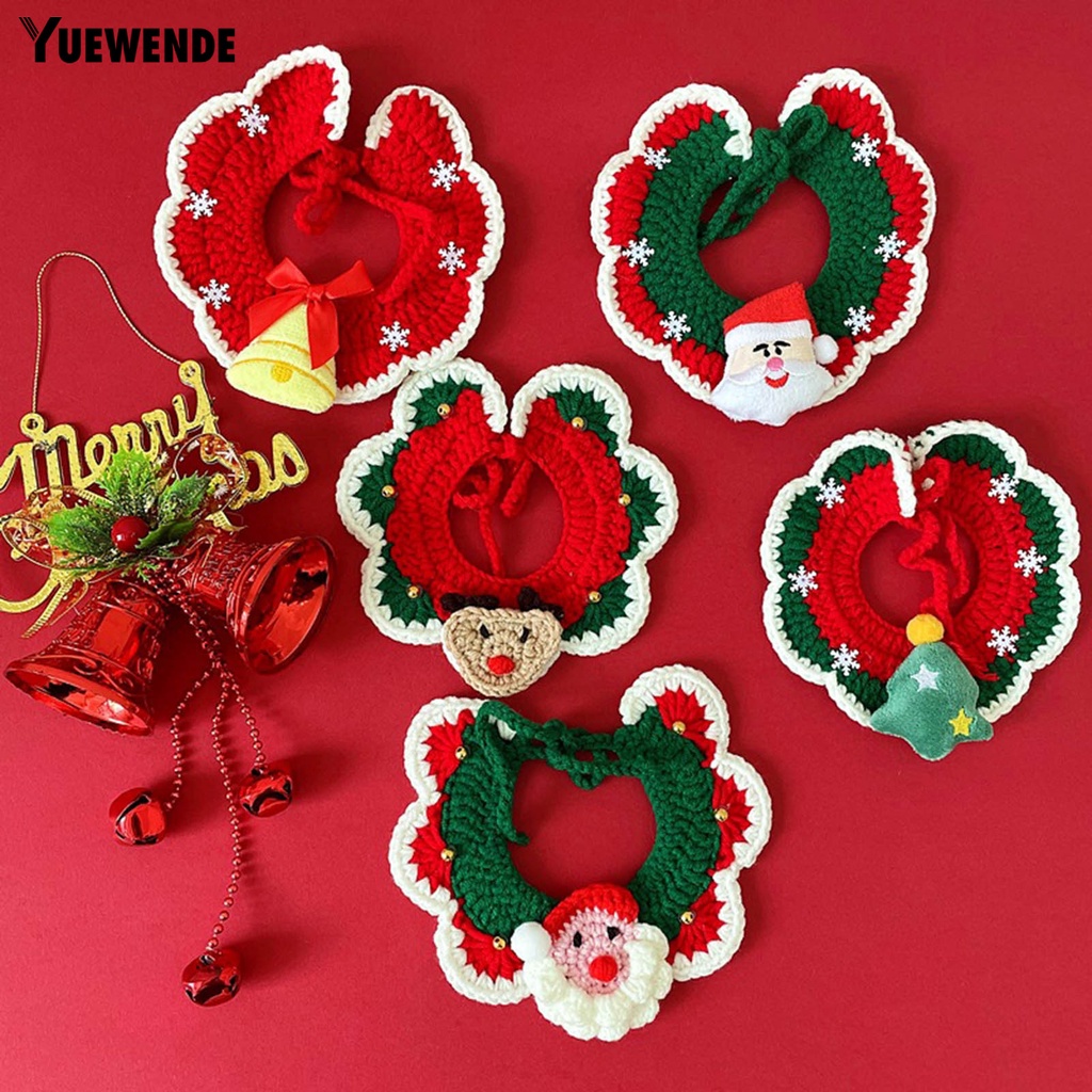 Yq.e Vòng Cổ Bằng Len Họa Tiết Giáng Sinh Dành Cho Thú Cưng