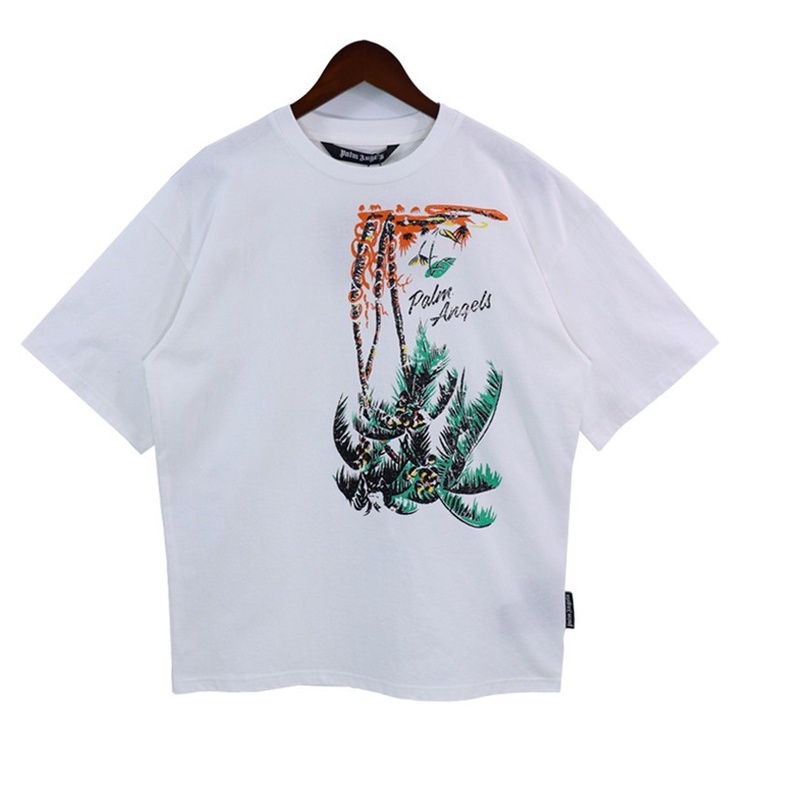 Áo Thun Tay Ngắn Dáng Rộng In Chữ Palm Angels Thời Trang Phong Cách retro Mỹ