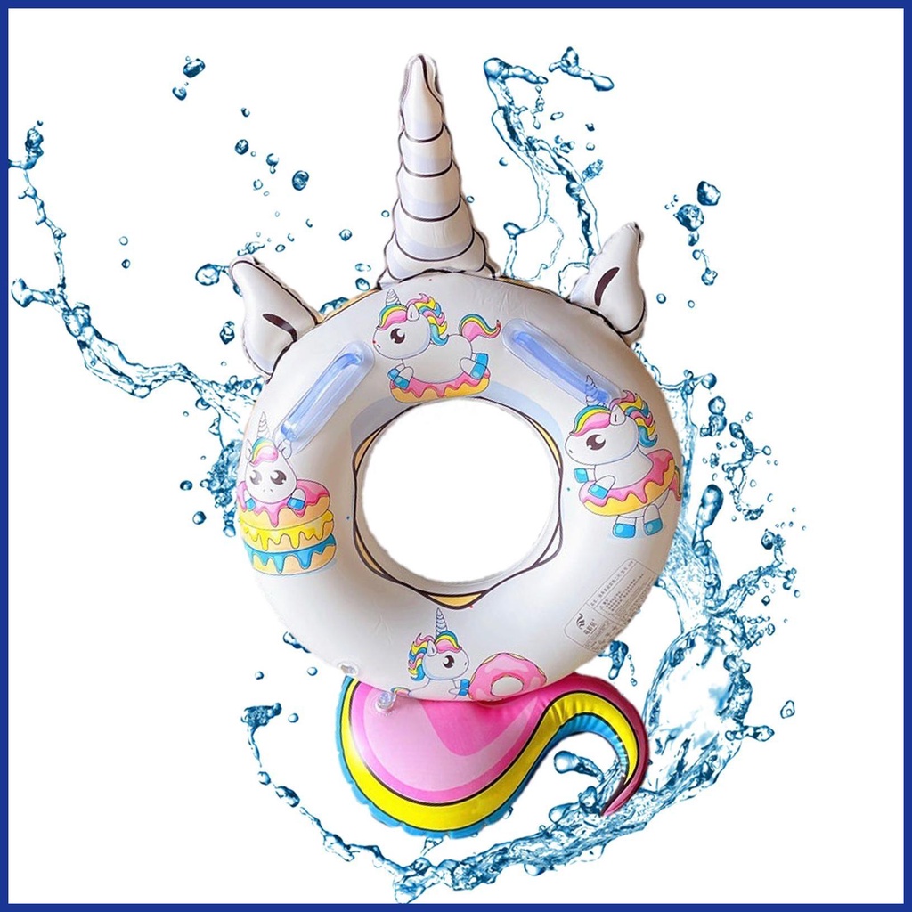 Phao Bơi Bơm Hơi Dày Dặn Hình Động Vật Hoạt Hình Dễ Thương Có Tay Cầm An Toàn Tiện Dụng