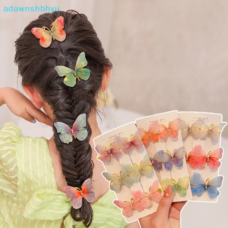 Set 6 Kẹp Tóc Hình Bướm Nhiều Màu Dễ Thương Cho Bé Gái