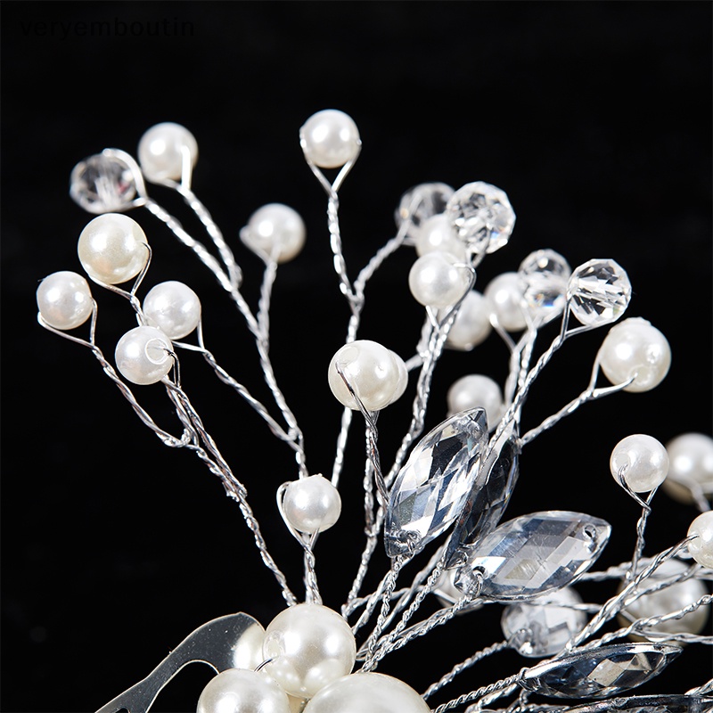 Lược Cài Tóc Đính Đá Ngọc Trai Sang Trọng Cho Cô Dâu