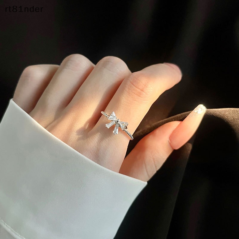 Rt Nhẫn Đính Đá Zircon Hình Nơ Thời Trang Tinh Tế Cho Nữ