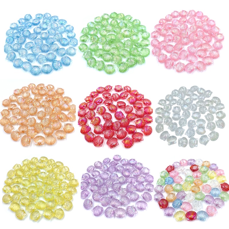 Set 20 Hạt Nhựa Hình Vỏ Sò Nhiều Màu Sắc Làm Trang Sức Thủ Công