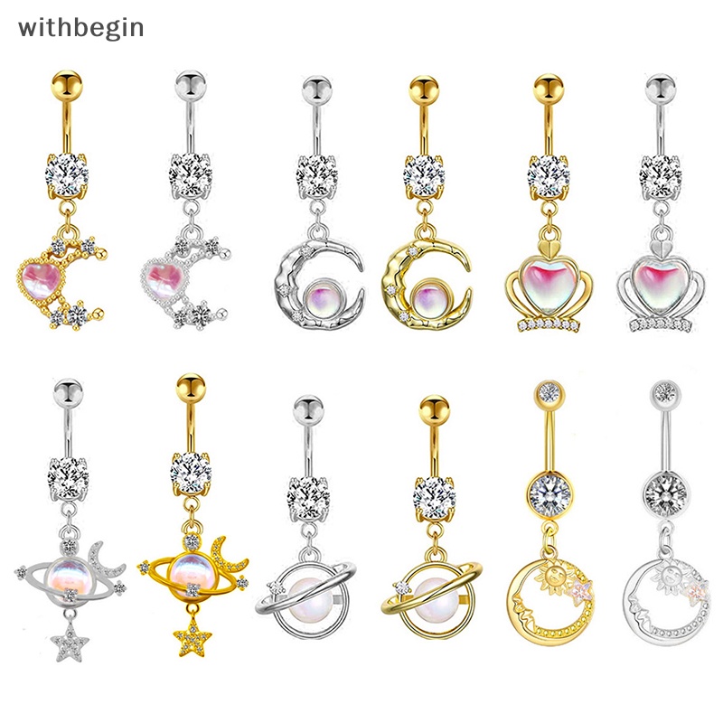 Khuyên Rốn Bằng Thép Không Gỉ Hình Trăng Sao Thời Trang Cho Nữ