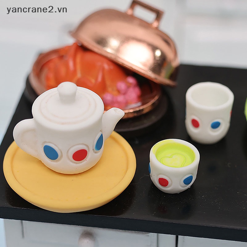 Bộ Ly Trà Đồ Chơi Ba Món Bằng Nhựa Resin DIY Trang Trí Nhà Búp Bê 1: 12