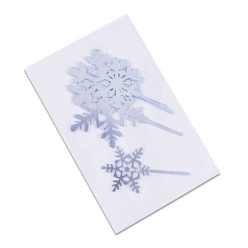 Set 4 Que Cắm Trang Trí Bánh Hình Bông Tuyết Xinh Xắn Thẻ