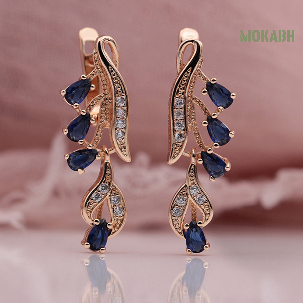 1 Đôi Bông Tai Dài Hình Giọt Nước Đính Đá Zircon Đơn Giản Dành Cho Nữ