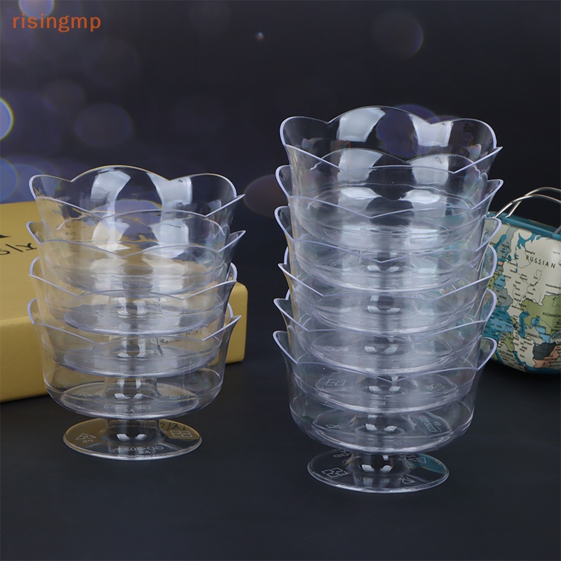 Set 10 Cốc Nhựa Trong Suốt Hình Hoa Sen Đựng Bánh Mousse