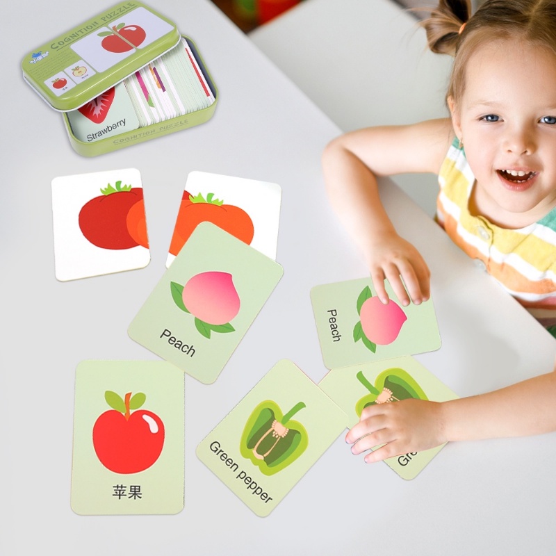 Hộp 32 Thẻ Bài / Trái Cây / Động Vật / Chất Liệu Montessori / Sách Học Tiếng Anh / Chữ Cái / Số / Nhận Biết Trái C