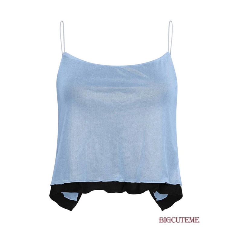 [] - Áo Yếm + Chân Váy 2 Lớp Lưới Ôm Dáng Không Tay Mùa Hè Màu Sắc Tương Phản Cho Nữ