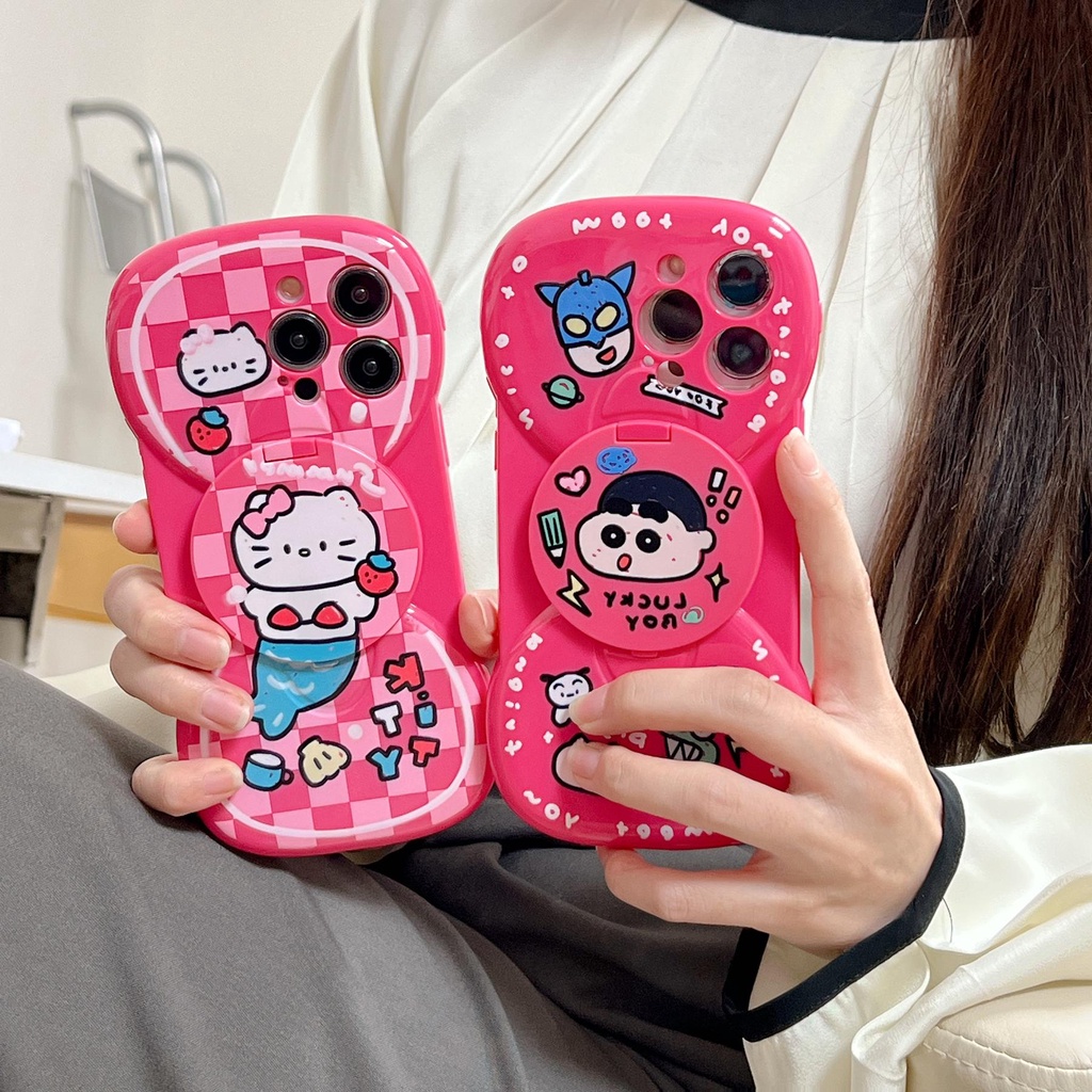 Bao Da Điện Thoại Nắp Lật Tráng Gương Họa Tiết Mèo Hoạt Hình Cho iPhone 14 12 13 11 PRO MAX