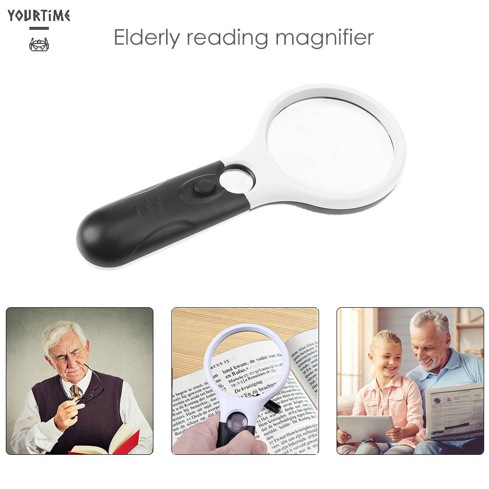 Kính Lúp Cầm Tay Phóng Đại 45X Có Đèn Dùng Đọc Sách Tiện Dụng