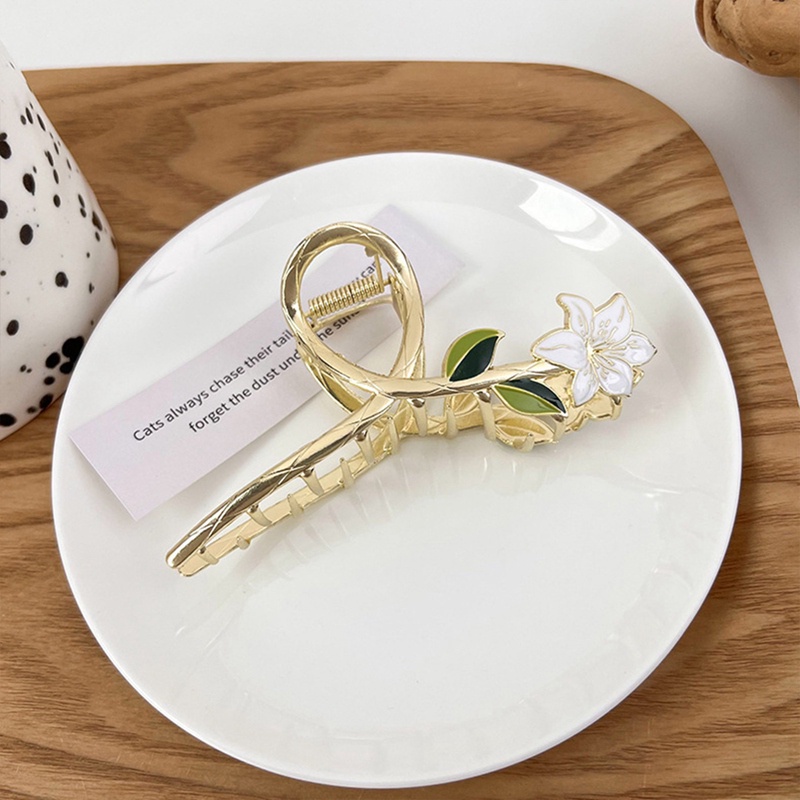 Kẹp Tóc Kim Loại Hình Hoa Màu Vàng Sang Trọng Cho Nữ