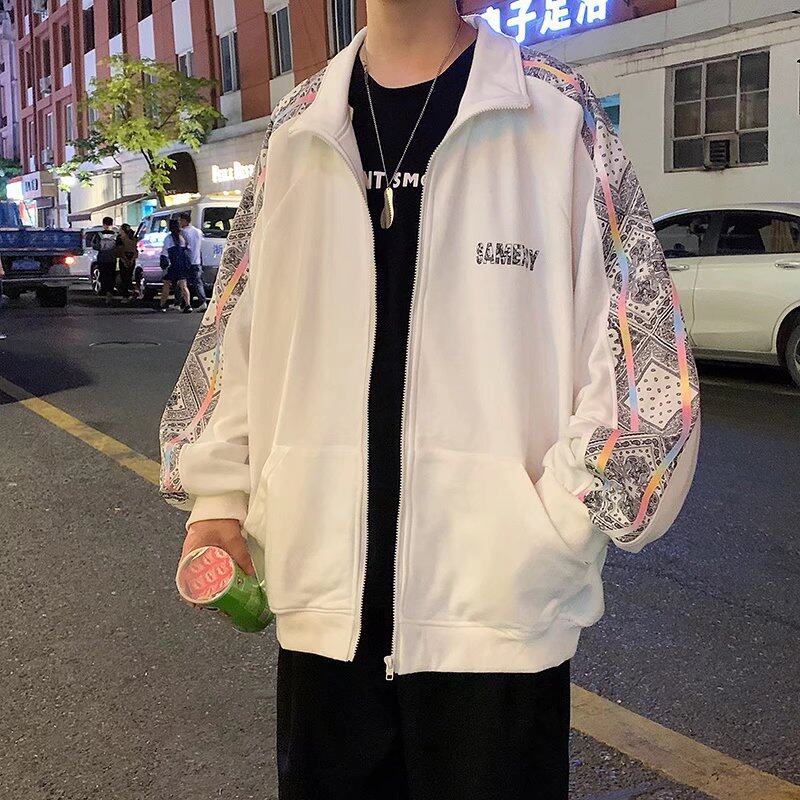 Áo khoác bóng chày EERSHENSHI tay dài dáng rộng viền sọc bên thời trang thể thao cho nam