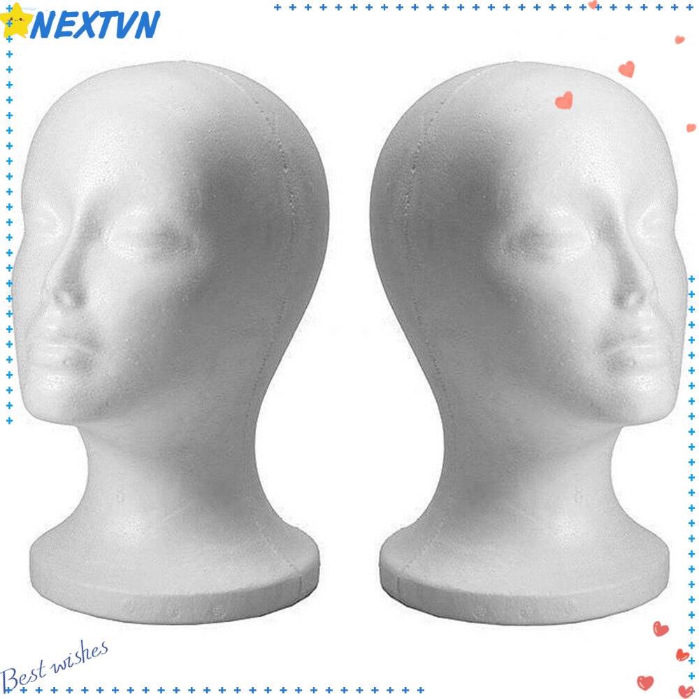 Mô Hình Đầu Người Trưng Bày Tóc Giả Màu Trắng Đứng