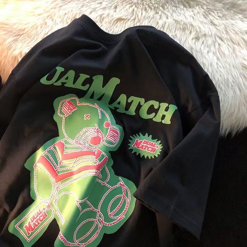 Áo Thun Tay Ngắn Dáng Rộng Phong Cách Đường Phố Nhật Bản Thời Trang Mùa Hè Cho Nam T114 * P20