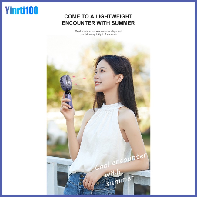 Quạt Điện Mini Cầm Tay 5 Tốc Độ Gấp Được Màn Hình Led Kỹ Thuật Số Kèm Dây Sạc Usb Tiện Dụng