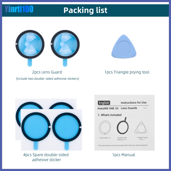 1 Cặp Nắp Bảo Vệ Ống Kính Máy Ảnh Toàn Cảnh Cho Intsa360 One X2