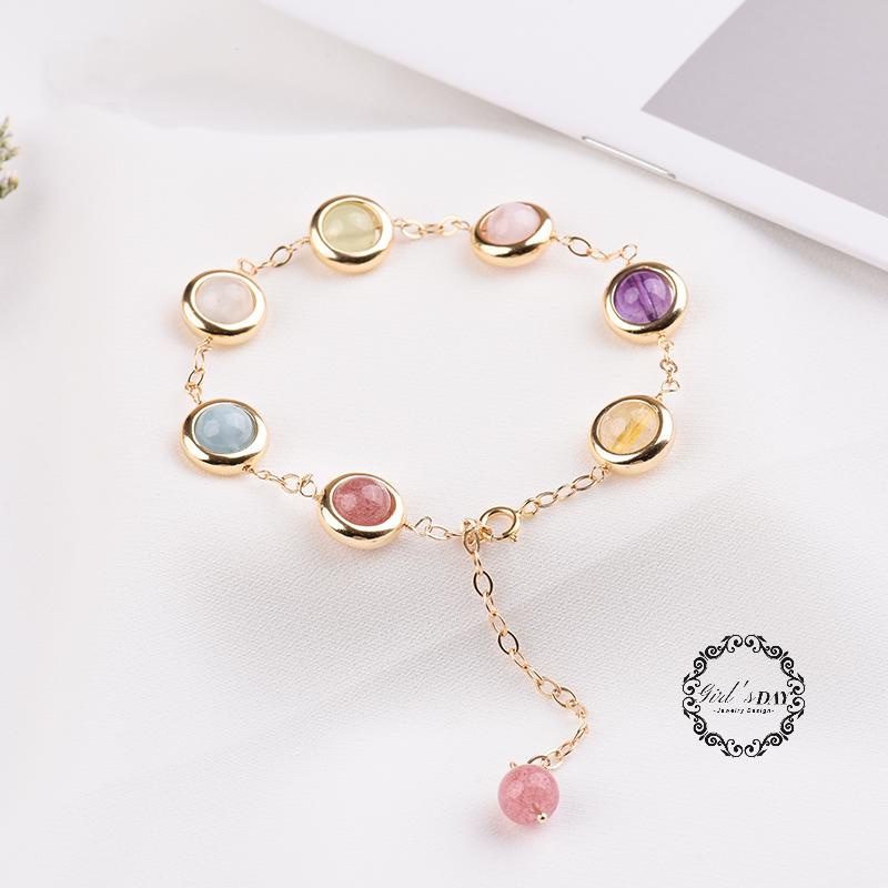 Vòng Đeo Tay May Mắn Đính Đá Pha Lê Blonde Dâu Tây Pha Lê Thạch Anh Tím Nhiều Màu Sắc Thu Gọn Tiền May Mắn Cho Bạn Gái