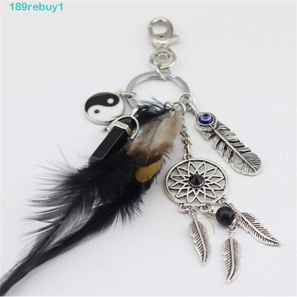 Rebuy1 Móc Khóa Dreamcatcher Làm Quà Tặng Cho Bạn NữMóc Khóa Lông Vũ Tua Rua Hamsa Thời Trang