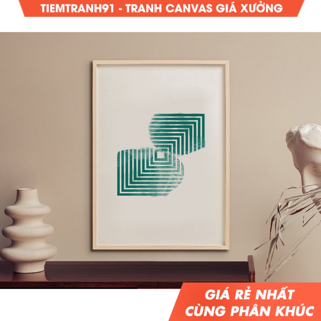 Tranh treo tường, Teal Line Art Wall Art, Artful Boho Wall Art, Modern Wall Art, tặng kèm đinh treo