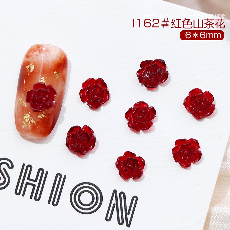 Số × 50 miếng / gói/Bộ Phụ Kiện Trang Trí Móng Tay Nghệ Thuật Hình Hoa Trà Đen Trắng Bằng Acrylic Đính Đá DIY