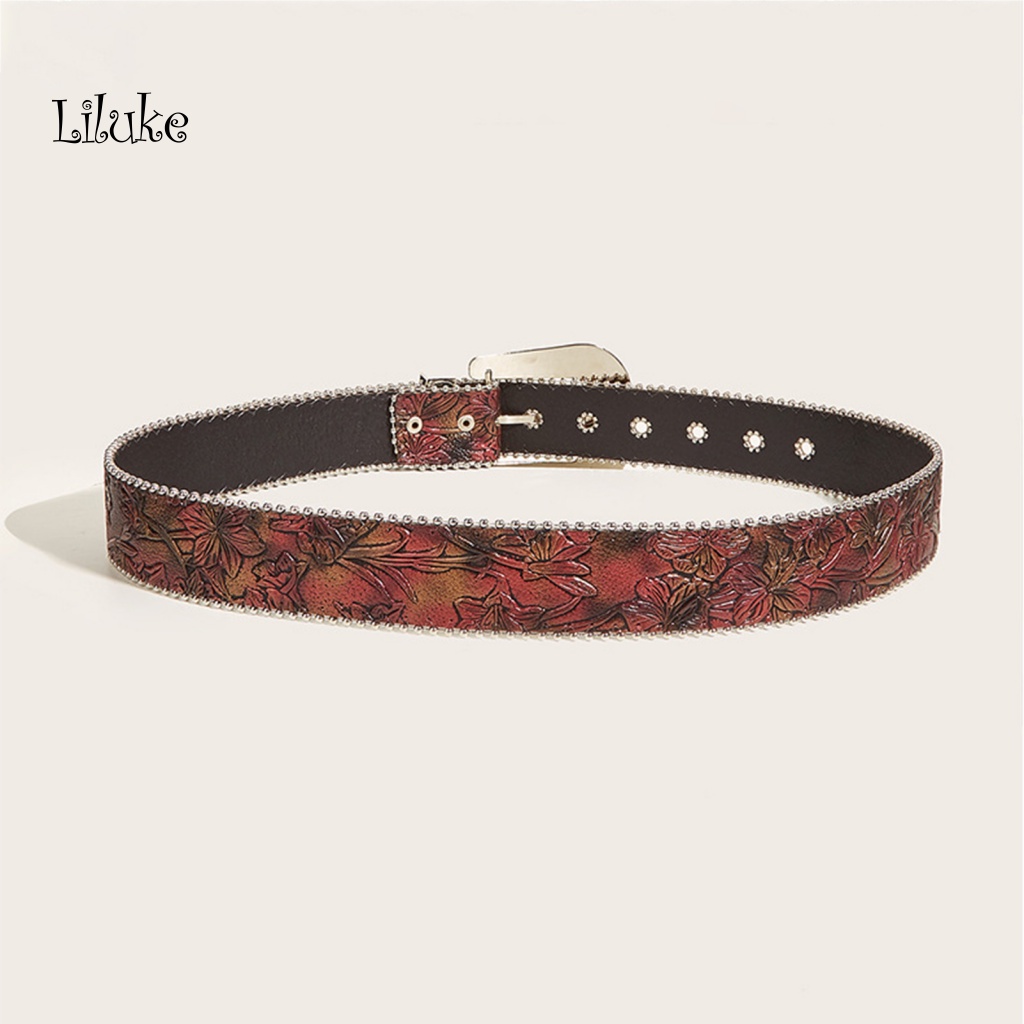 Thắt Lưng Nữ Giả Da Bản Rộng Đính Hạt Thời Trang