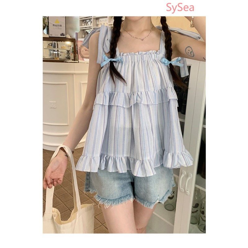 Áo Hai Dây Họa Tiết Kẻ Sọc Thời Trang Mùa Hè Cho Nữ