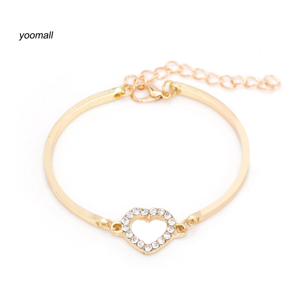 Vòng Tay Mặt Hình Trái Tim Đính Đá Thời Trang Cho Nữ