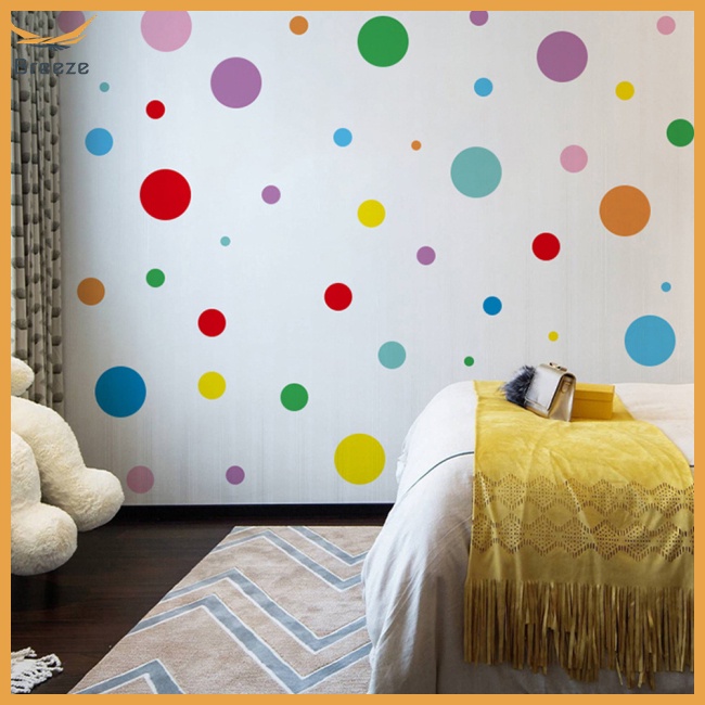 Set 9 Tờ 189 Miếng Dán Tường Họa Tiết Chấm Bi Nhiều Màu Chống Nước Trang Trí Phòng Trẻ Em