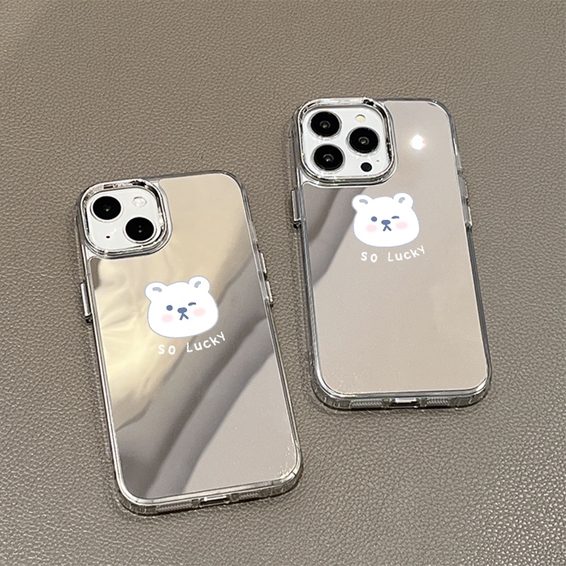 Ốp Lưng TráNg Gương HìNh Con GấU Cho IPhone 11 12 13 14 12Pro 13Pro 14Pro Pro Max XR X XS Max