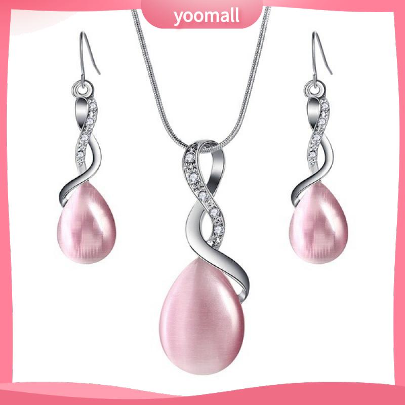 Bộ Vòng cổ + Bông Tai Hình Giọt Nước Thời Trang