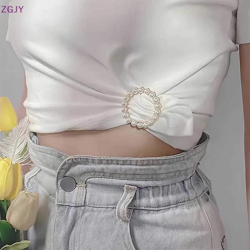 Khóa Cố Định Thắt Lưng Đính Ngọc Trai Có Thể Điều Chỉnh Cho Góc Quần Áo Thun Mới