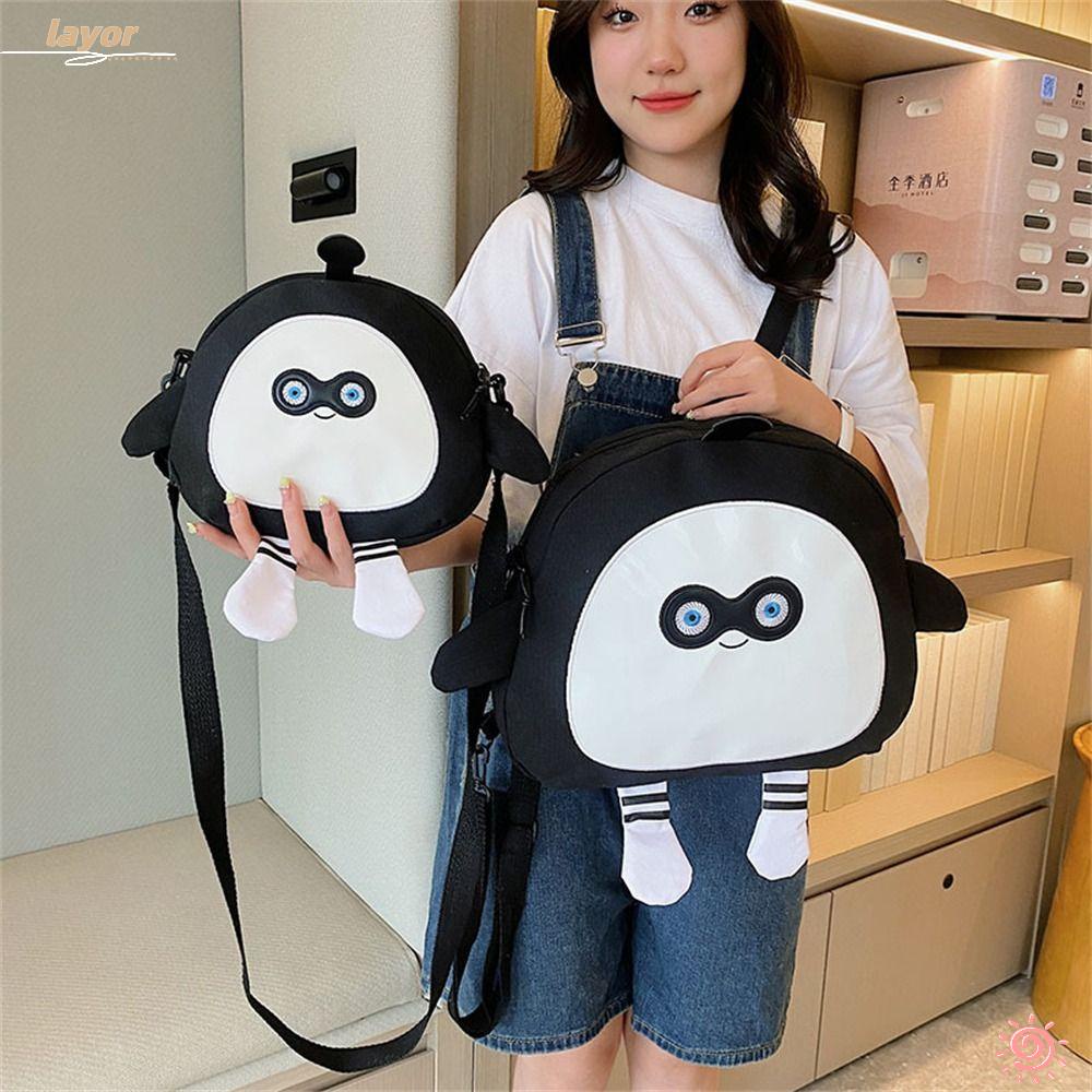 LAY Túi Đeo Chéo Vai Vải Canvas Họa Tiết Hoạt Hình Vui Nhộn Sức Chứa Lớn Dùng Làm Quà Tặng Sinh Nhật