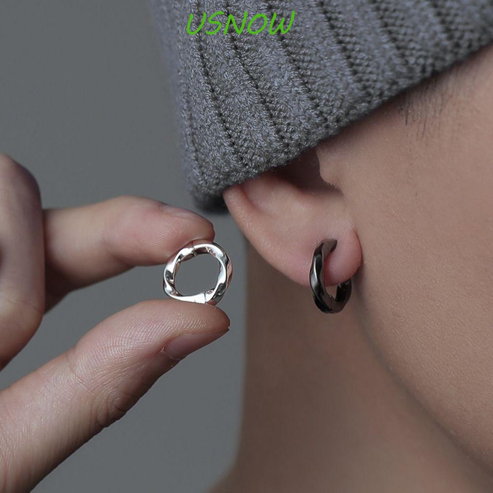 USNOW Khuyên Kẹp Vành Tai Kim Loại Phong Cách Hip Hop Cá Tính Cho Nam
