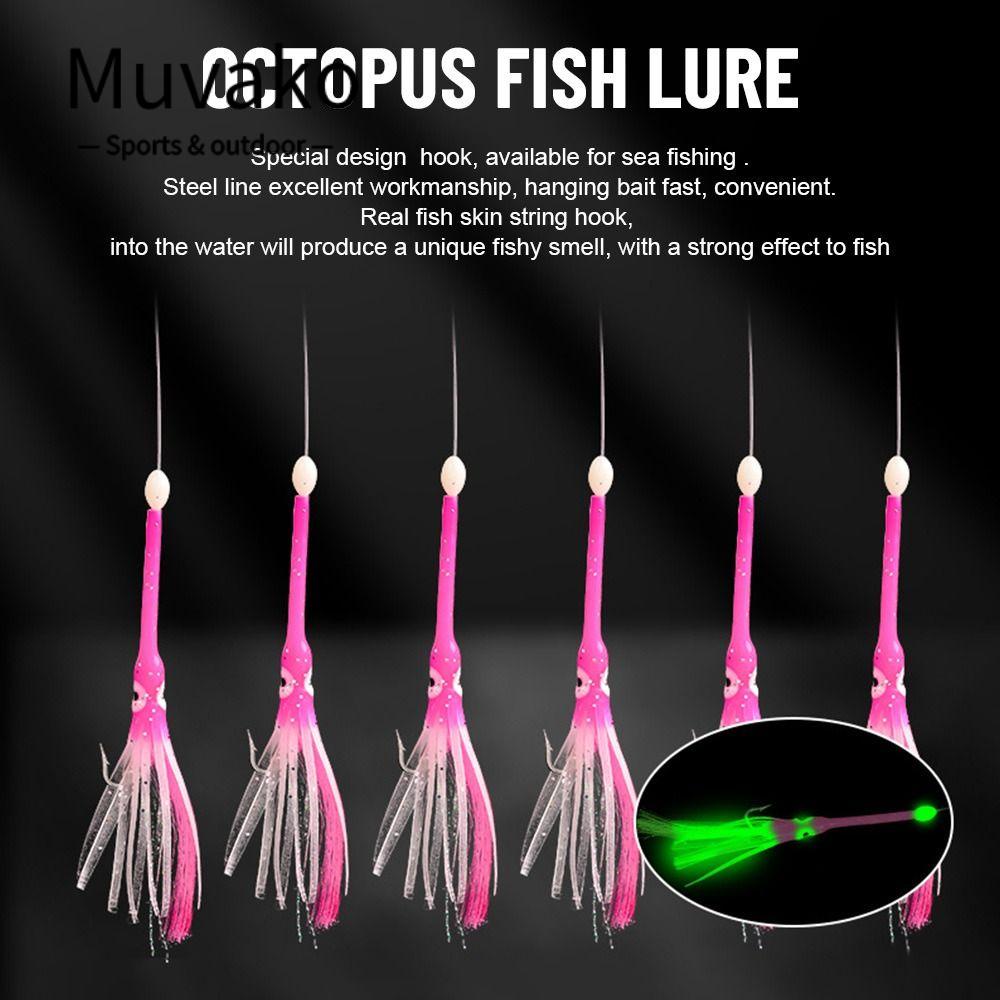 MUVAKO Mồi Câu Cá Giả Bằng Thép Carbon Mềm Hình Bạch Tuộc