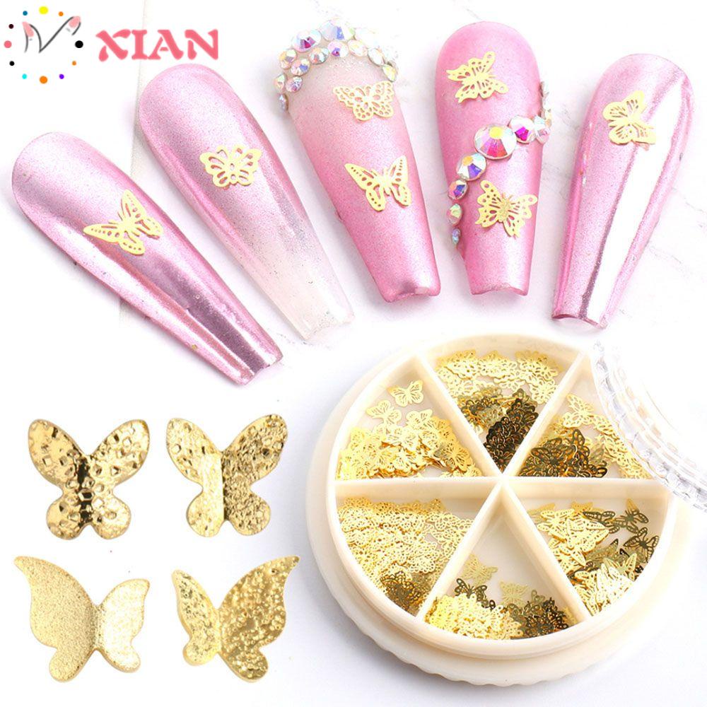 XIANTIN Hộp Phụ Kiện Đinh Tán Kim Loại 3D Trang Trí Móng Nghệ Thuật