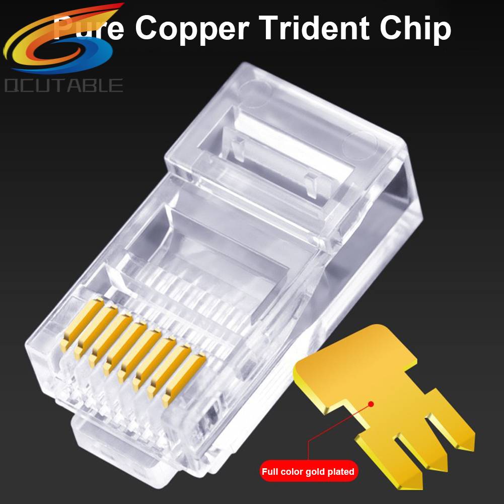 Set 100 Đầu Nối Mạ Vàng RJ45 Cat5 8P8C UTP Mạng Chuyên Dụng