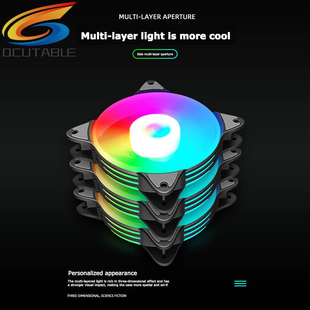 Quạt Làm Mát COOLMOON 12cm Đèn LED 5 Màu Cỡ Lớn 4Pin